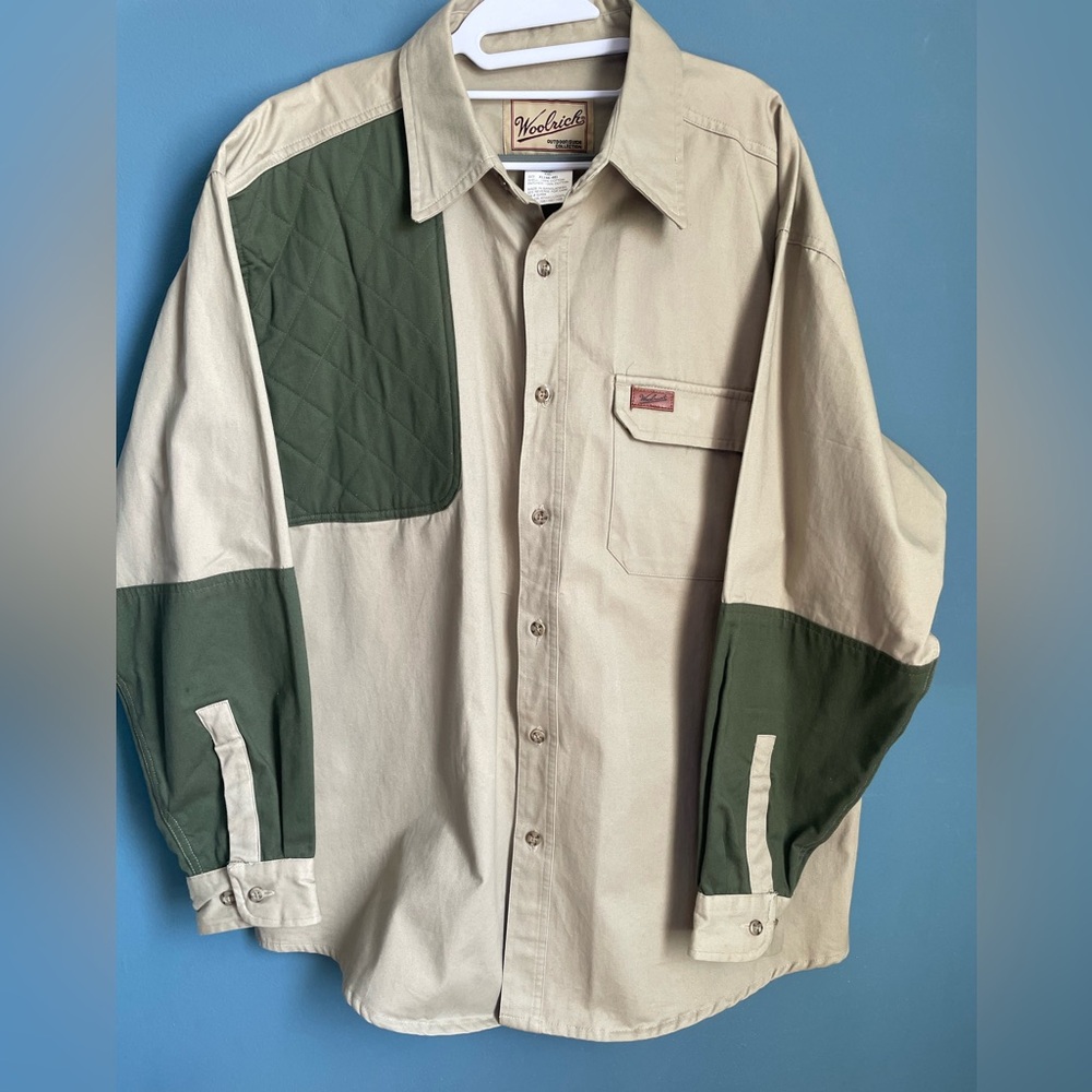 Woolrich Outdoor Guide Hunting Shirt Long Sleeve Cotton Khaki Green  XL
